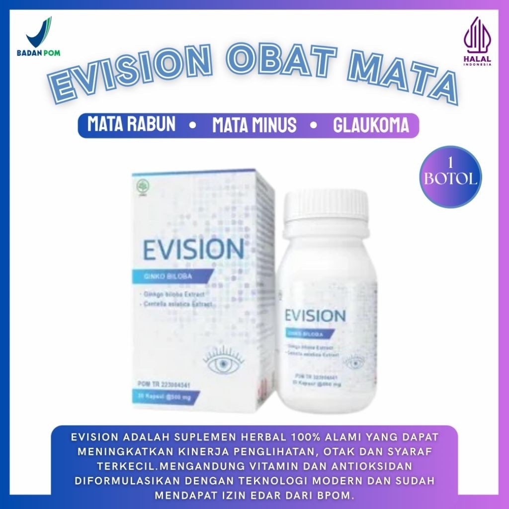 EVISION KAPSUL VITAMIN MATA ORIGINAL MATA MINUS KATARAK RABUN BURAM SILINDER HERBAL LANGSUNG SEMBUH