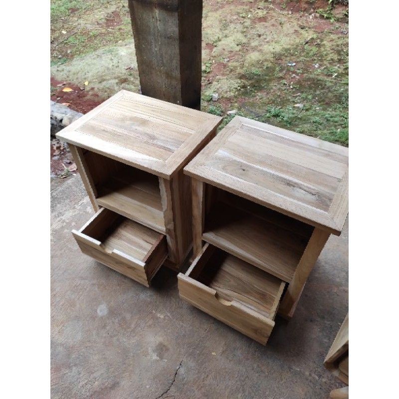 nakas lampu nakas minimalis kayu jati