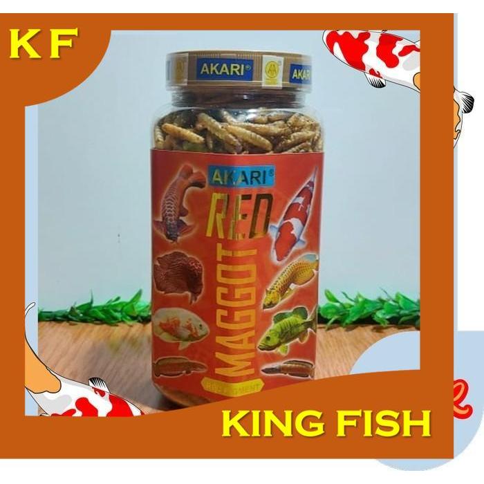 makanan ikan AKARI RED MAGGOT 130 GR Pigmen Merah Arwana Louhan Channa