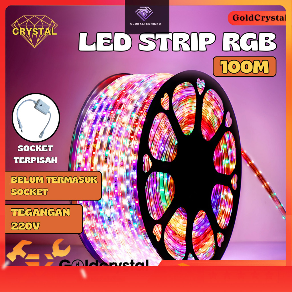 Lampu Selang Led Strip Rgb 5050|100Meter Raibow Kelap Kelip / Lampu Led Strip 100 Meter