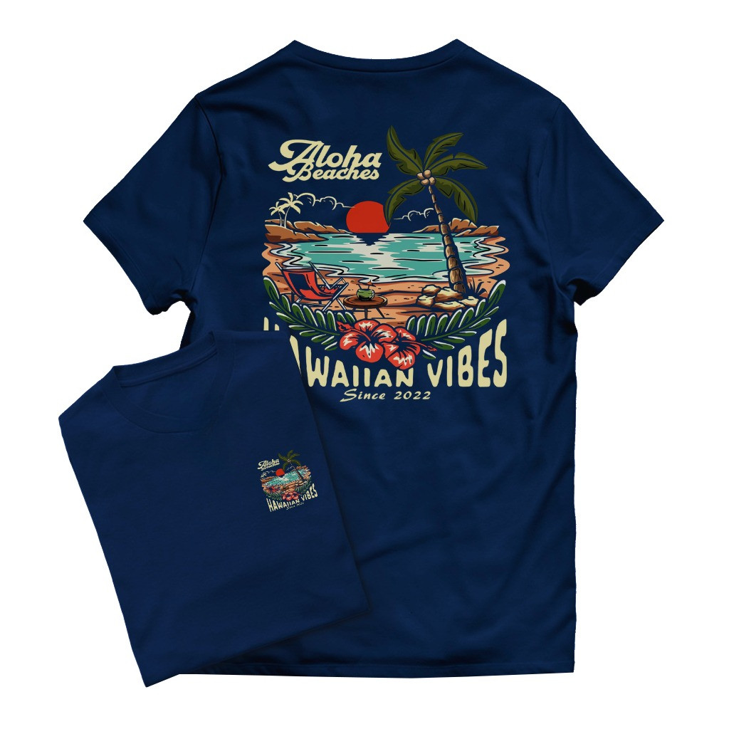 Kaos Distro Pria Wanita Unisex Baju Sablon Hawai Vibes | Tshirt Keren kekinian