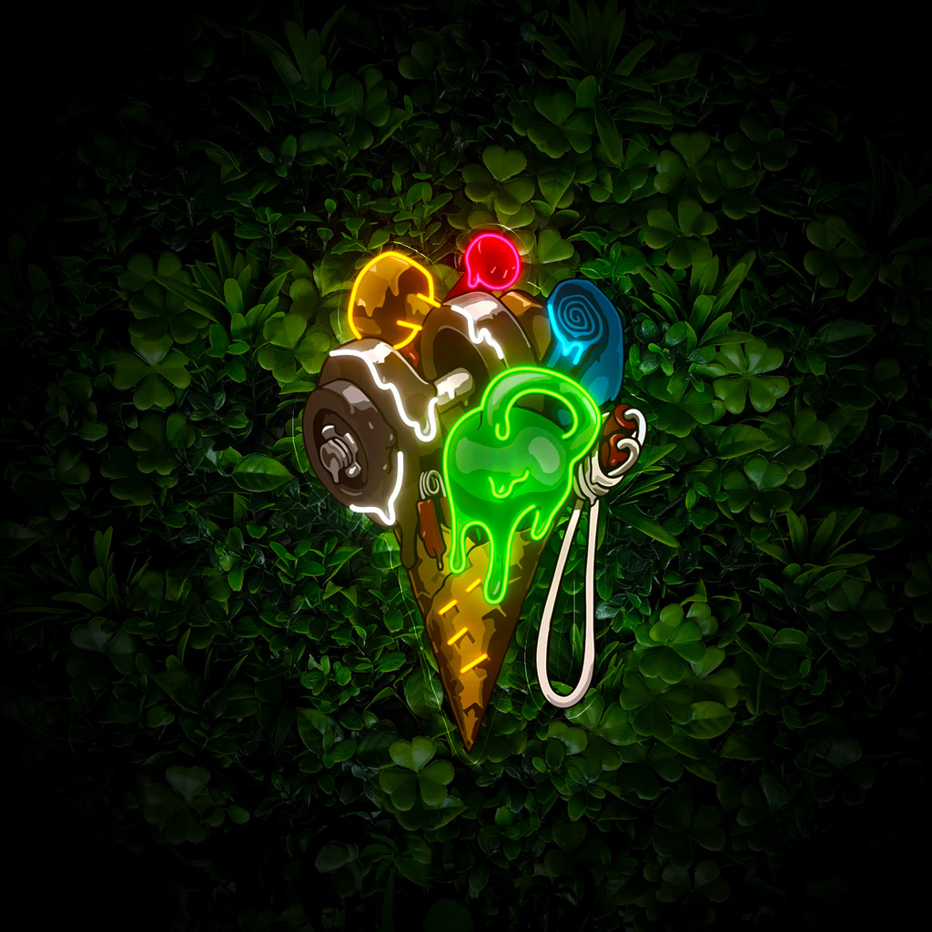 Ice Cream Artwork Neon Sign Wall Art Decor Wedding Birthday Gift Sign Kids Bedroom Game Room Neon Co