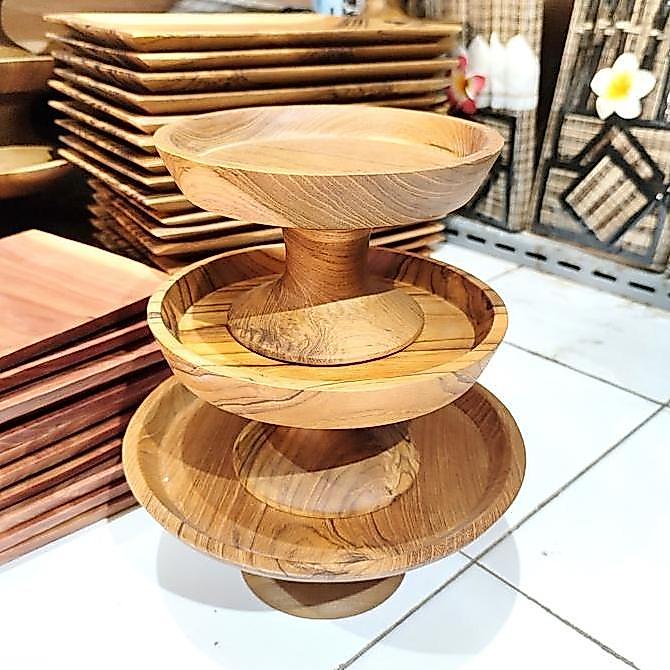 best seller] dulang kayu jati | tempat kue macaron display