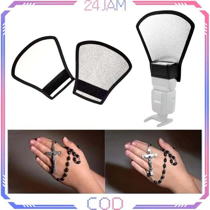 NIFQOC Reflektor Flash Silver White Diffuser Flash 2 In 1 Flash Diffuser External Reflector Lighting