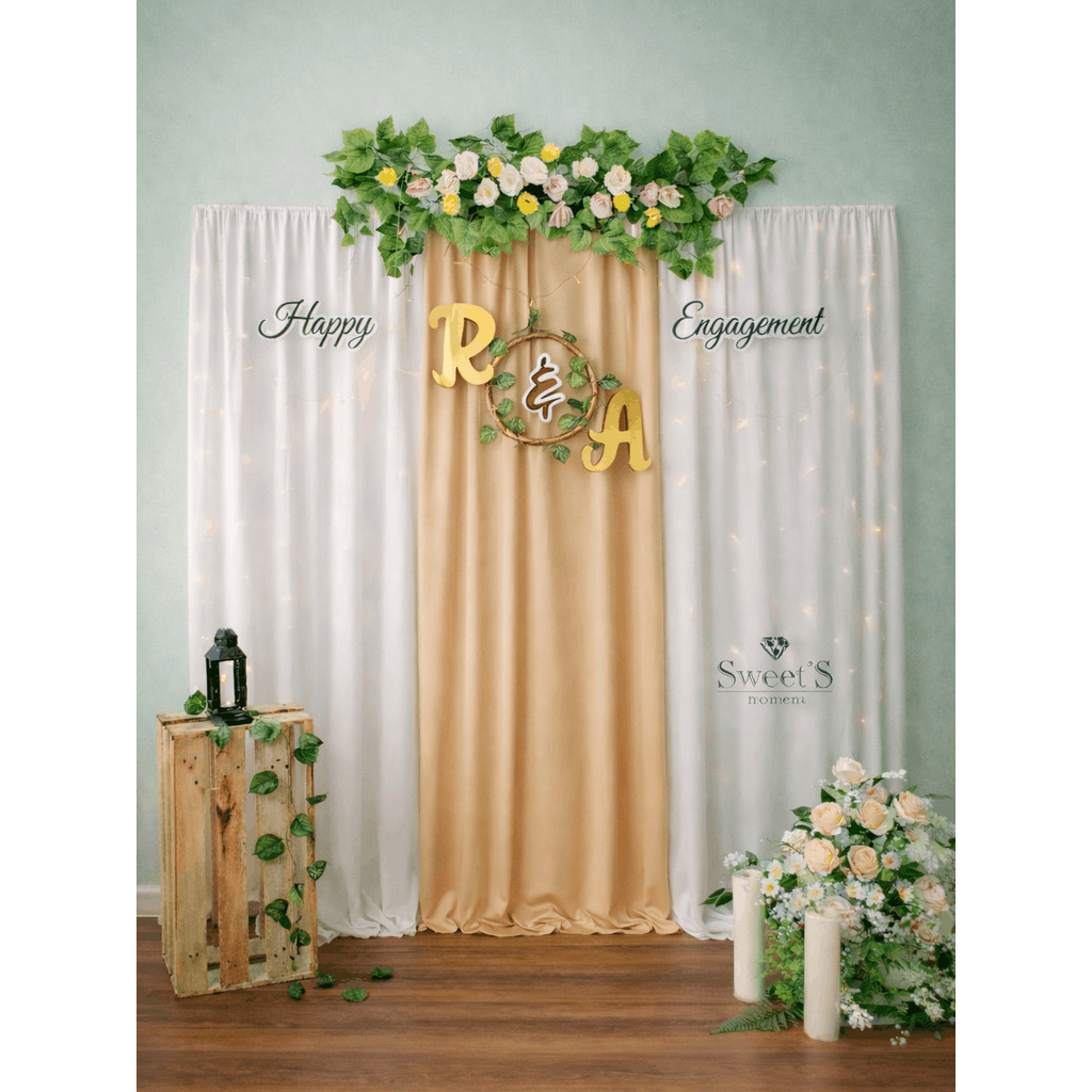 Dekorasi lamaran paket backdrop tunangan wedding akad simple ukuran 2,5 meter