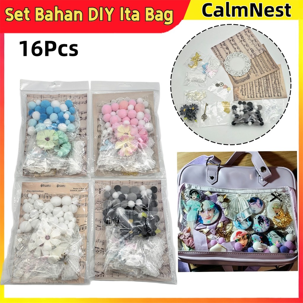 16 Pcs Bahan DIY Itabag, Set Bahan DIY Ita Bag,DIY Itabag Material Set,Bahan Plastik Logam Kertas De