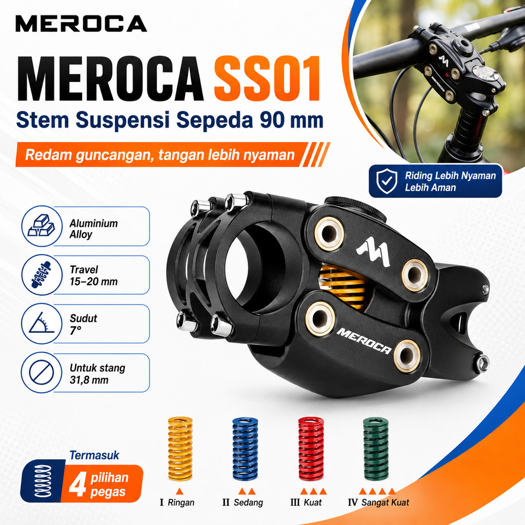 MEROCA SS01 Suspension Stem Shock Breaker Sepeda Suspensi Stem 90mm MTB Touring Gravel
