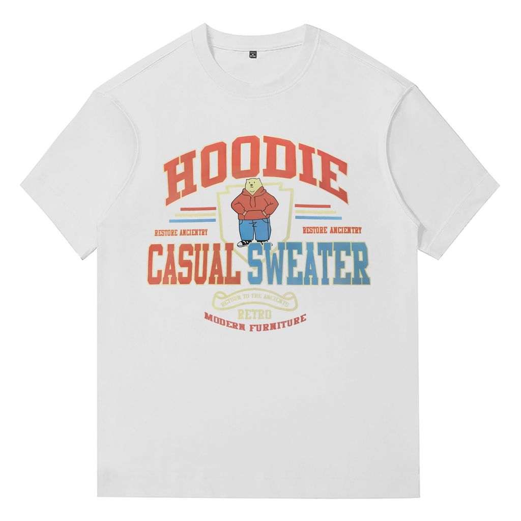 [READY STOCK] Kaos Oversize Pria Hoodie Casual Sweater Bear American Retro Cotton Combed 24s T-shirt