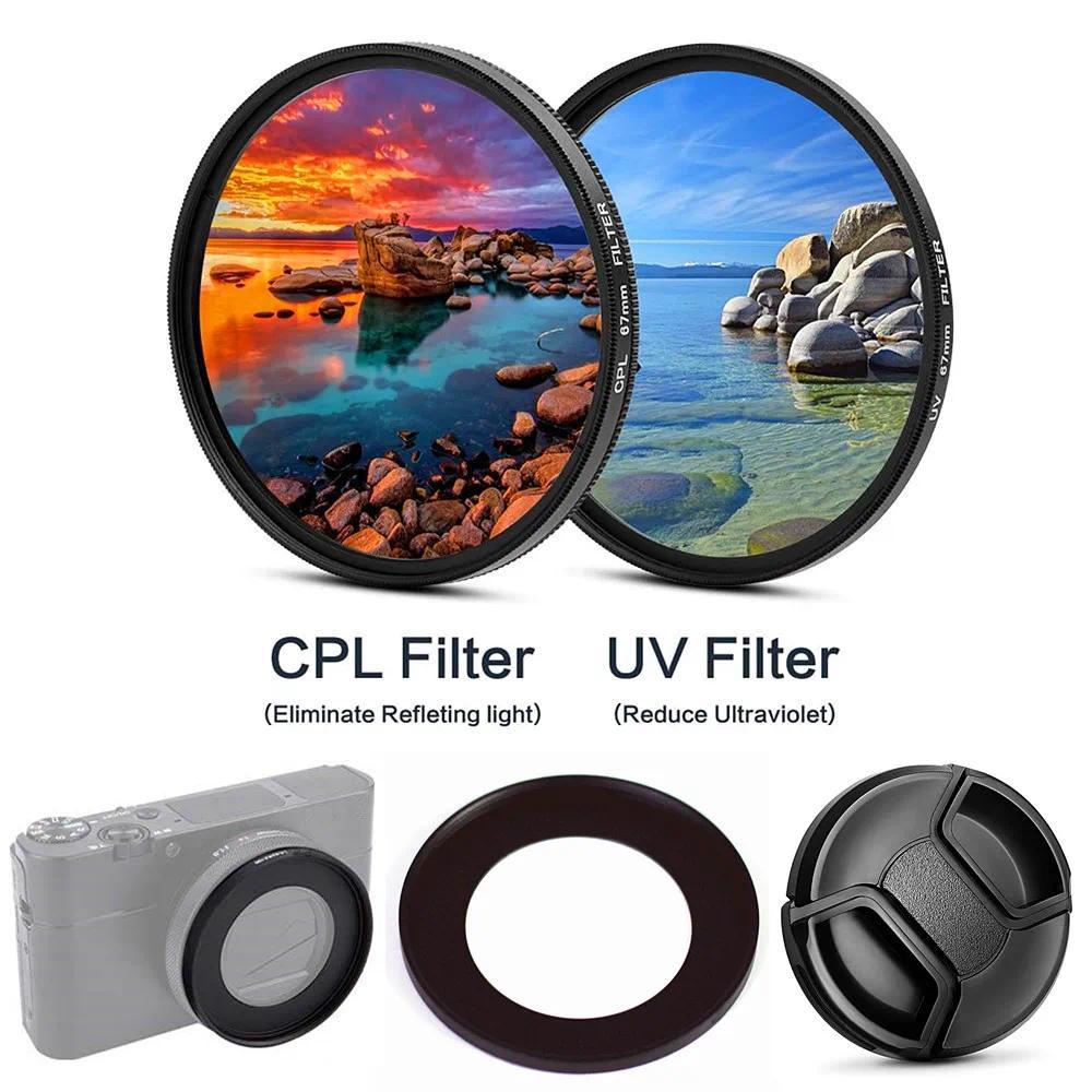 UV CPL Filter & Adapter Ring Lens Cap for Sony ZV1 ZV1 ZV1II RX100 Mark VII VI V VA IV III II RX100M