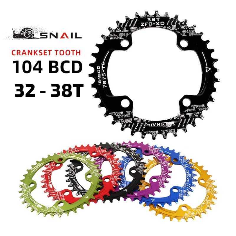 Foto Chainring Snail 32T 34T 36T 38T BCD 104 BCD narrow wide untuk single chainring sepeda 104BCD not deckas