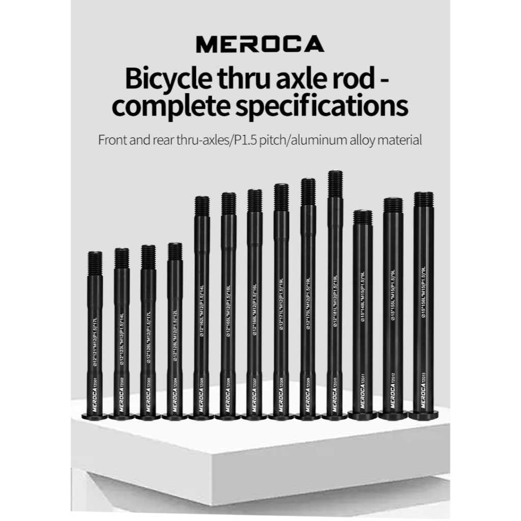 Foto Meroca AS TA Thru Axle Shaft 12 15 mm boost 142 148 ulir drat 1.5 medium Alloy Freehub Sepeda MTB RB