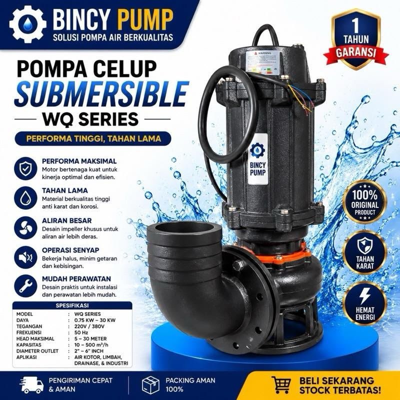 HIFLOW 80WQ40-16-4C Pompa Celup Air Kotor 3in 4kw 4000W 40m3/h 16m Head 380V 2860r/min Mesin Sirkula