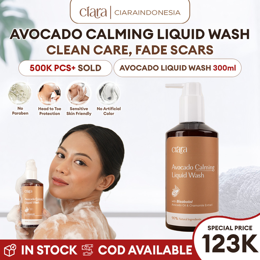 Ciara Avocado Calming Liquid Wash Non SLS/SLES body wash Membantu meredakan kemerahan 5x Moist Lock 