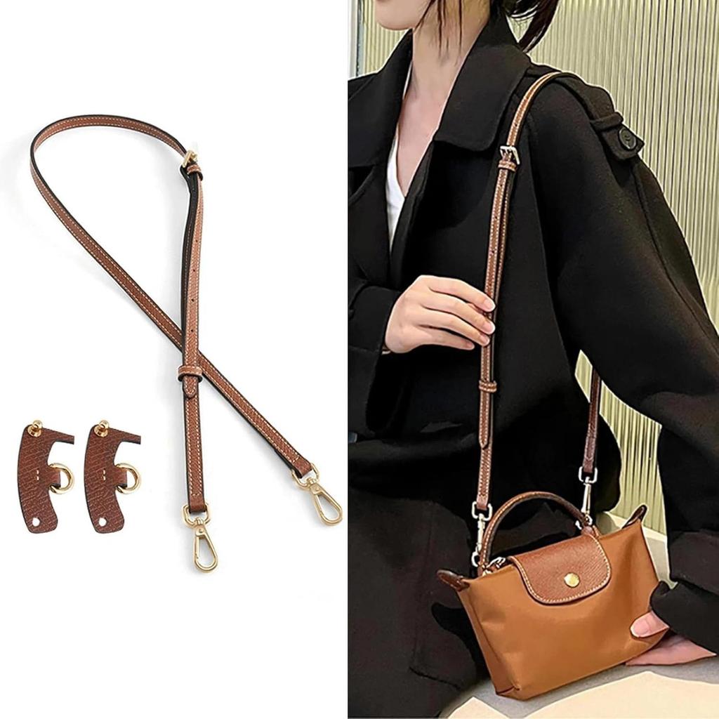 Leather Bag Shoulder Strap Replacement Crossbody Adjustable Conversion Kit Fit for Longchamp Mini Po