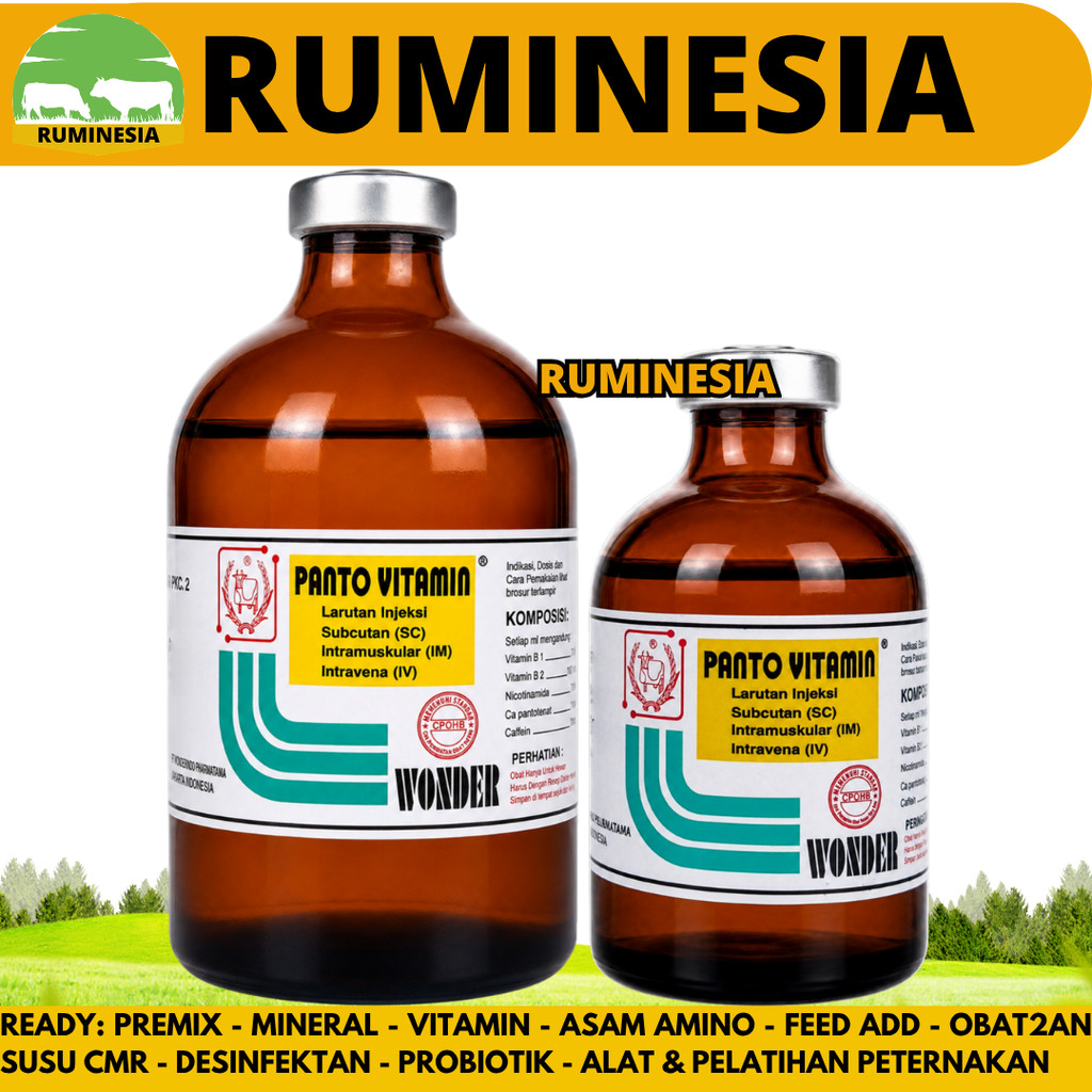 PANTO VITAMIN 100ML & 50ML WONDER - Multivitamin Hewan Injeksi Vitamin Pertumbuhan Penggemuk Nafsu M