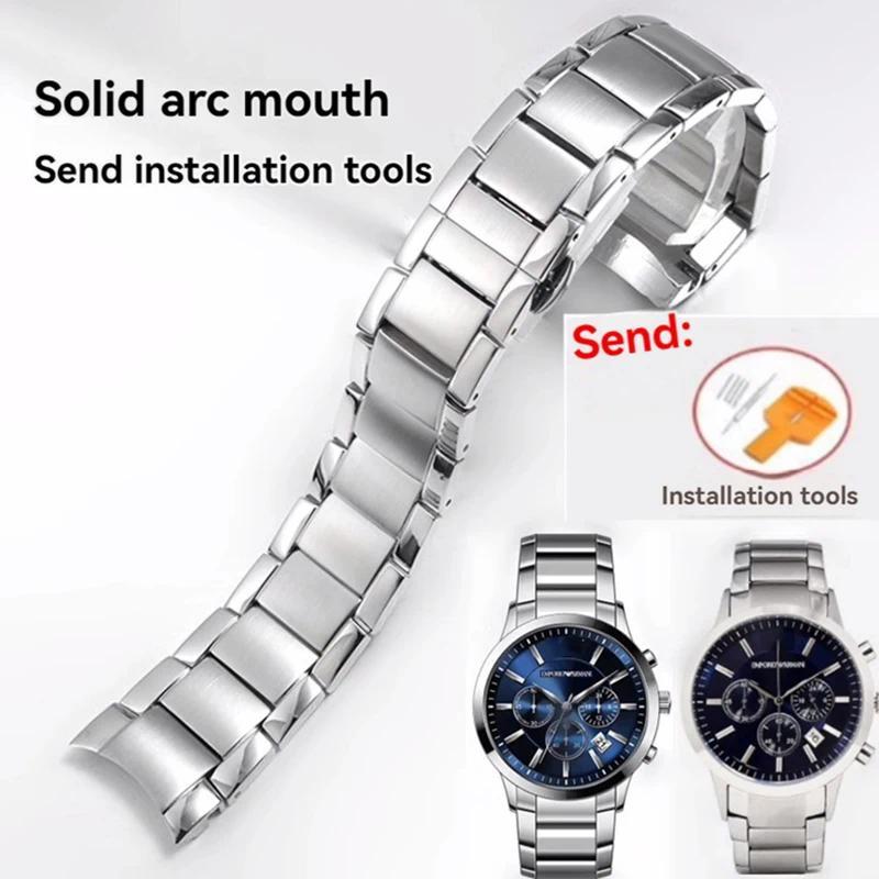 22mm Curved End Solid Stainless Steel Strap for Armani Wat Strap AR2447 AR2448 AR2432 AR2433 AR2434 
