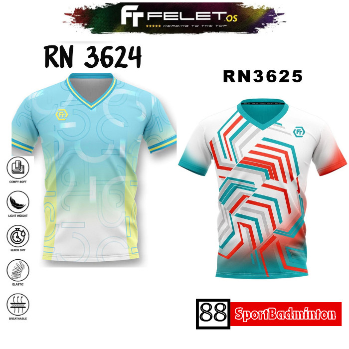 Felet RN 3624 RN 3625 Tshirt Badminton - Kaos Badminton Original Felet