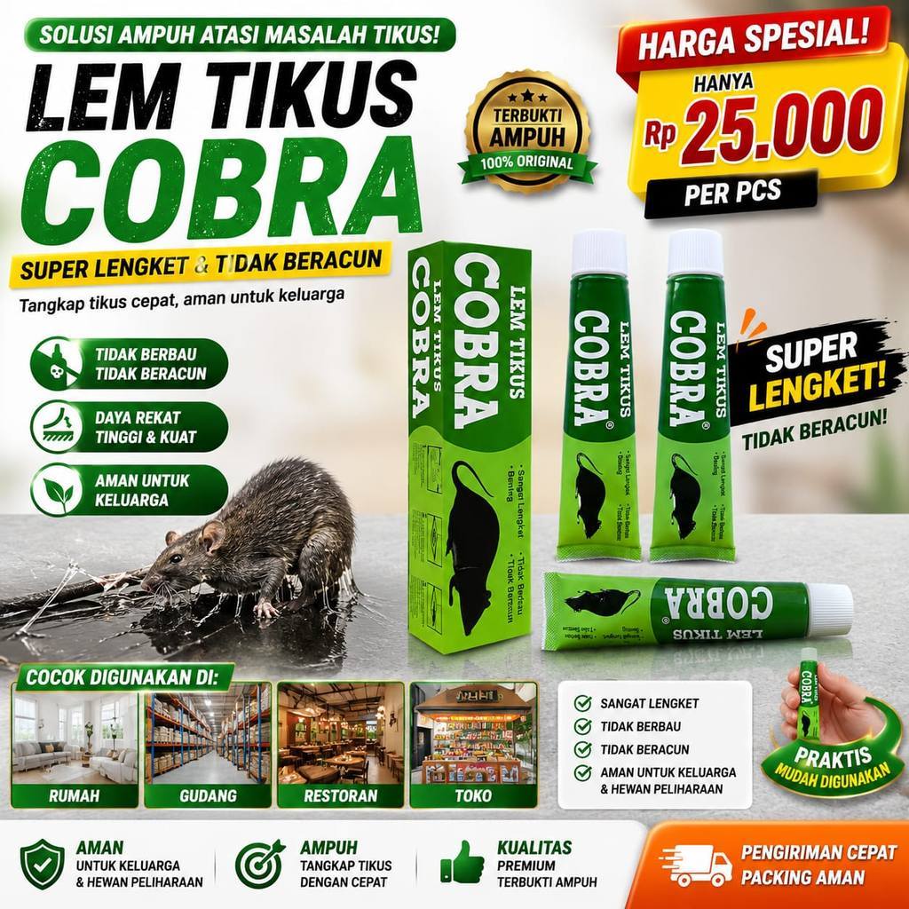 Lem Tikus Cobra Super Lengket | Lem Perangkap Tikus Ampuh Tanpa Racun untuk Rumah Toko Gudang Good q