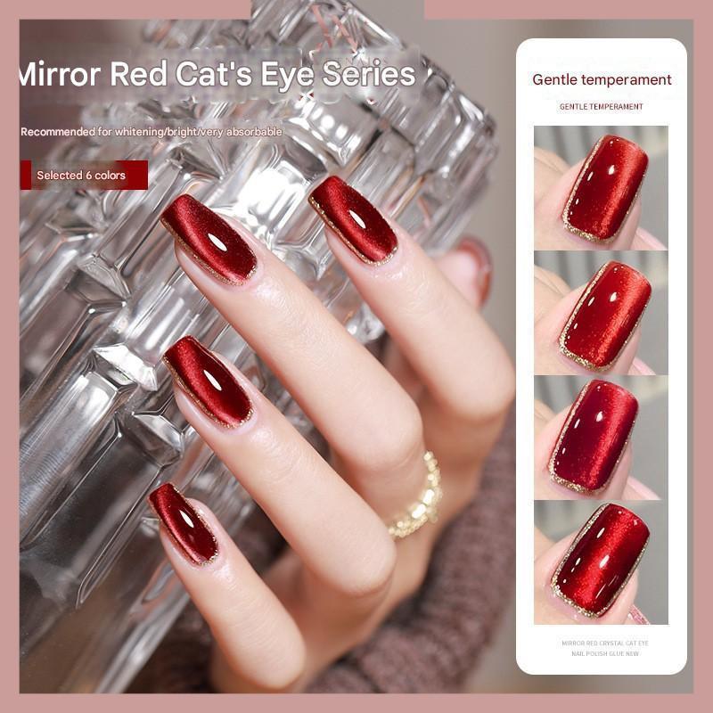 NEW Annies Red Maroon Cat Eye Merah Marun Glass Beads Color 10mL Nail Polish UV Gel Premium Quality