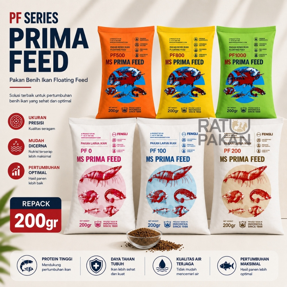REPACK 200 GR | PF0 PF100 PF200 PF500 PF 800 PF1000 Pakan Benih Larva Ikan Prima Feed PF - 200 GR - 