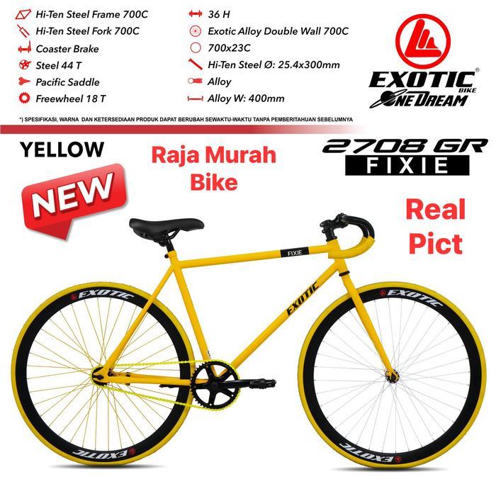 Sepeda Fixie Exotic 2708 GR 700cc Rem Torpedo Pacific Sepeda Fixie Exotic ET-2708 GR - Kuning
