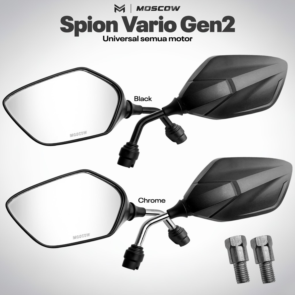Kaca Spion Vario Gen 2 Tangkai Pendek Hitam Chrome Awet Kuat Universal Beat Vario Scoopy Genio Spion