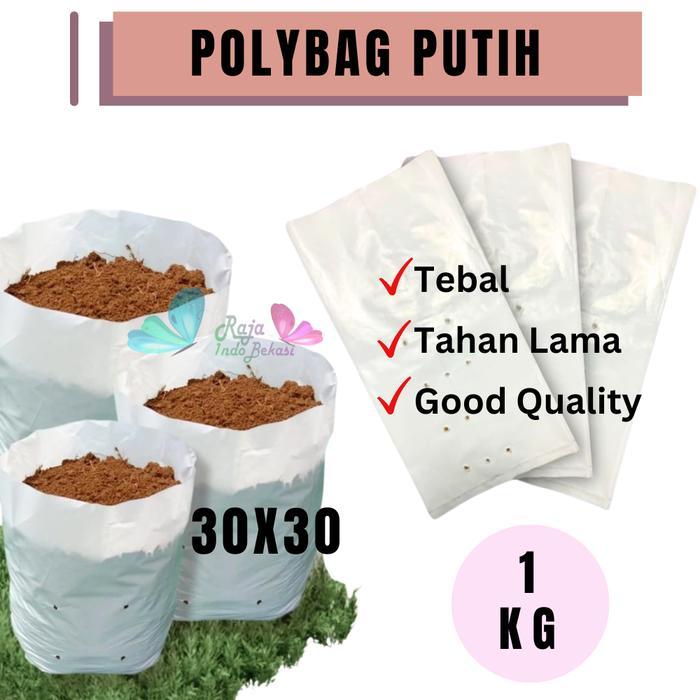 RAJA INDO 1KG Garden of Love POLYBAG 30x30 PUTIH Tebal Polibek Polibag Tanaman 30 cm Kecil Bunga Bua