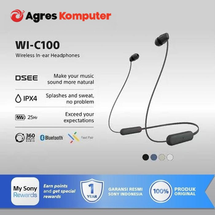 SONY WI-C100 / WI C100 BLUETOOTH IN-EAR EARPHONES MICROPHONE