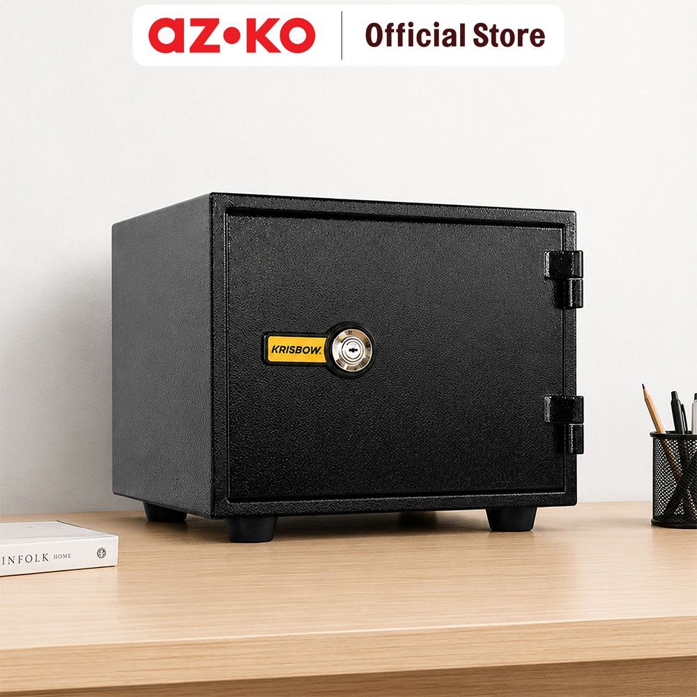 AZKO Krisbow 42x35x30 cm Brankas Tahan Api Yb300ak - Hitam Brangkas Safety Box Tempat Barang Berharg