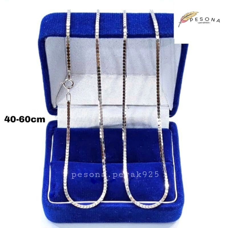 Kalung Perak Pria Wanita Silver Asli 925 Lapis Emas Putih Milano Kaca - Perhiasan Perak Pria Wanita