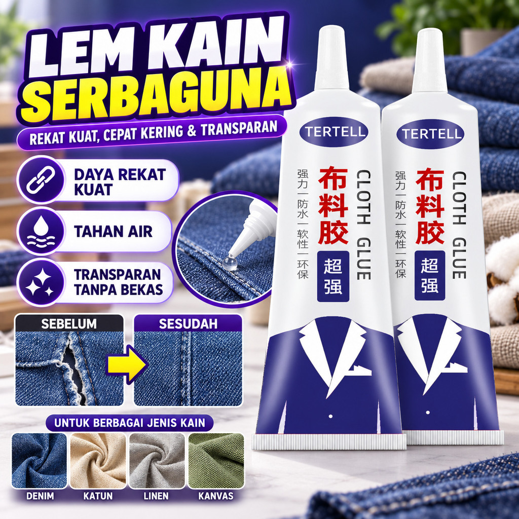 Lem Kain Lem Baju Lem Buat Kain/Lem Pakaian Lem Kain/lem Kain Serbaguna/Lem Kain Kuat Tahan Air Lem 