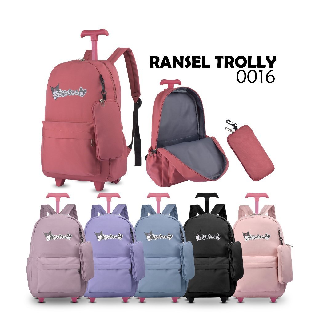 History Bags Surabaya-Tas Roda Kartun 8197 Tas Trolly Ransel Sekolah Anak Perempuan Tas Trolly Anak 