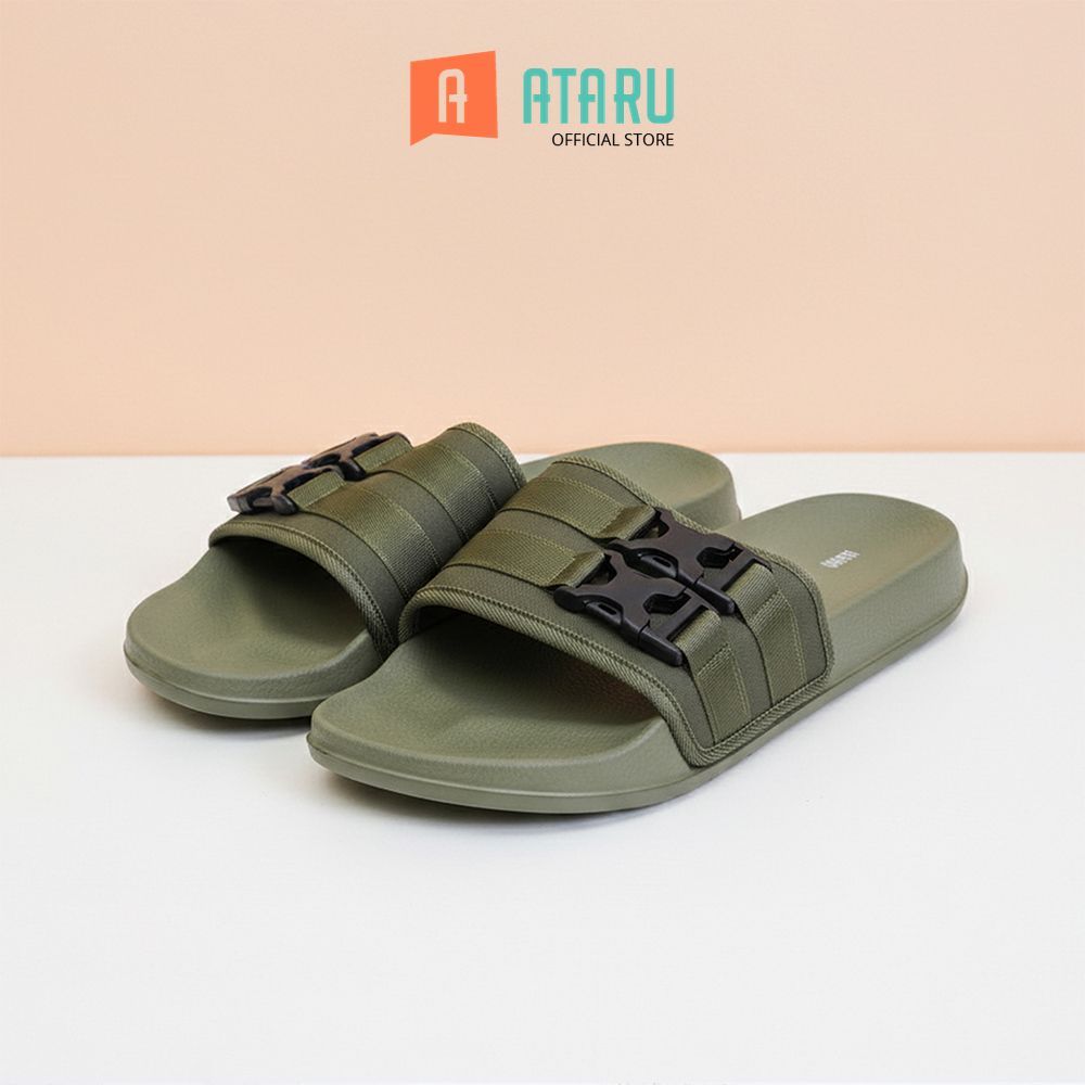 Ataru Ataru Sandal Pria Slides Buckle Strap - Hijau Slipper Slide Pria Sendal Slip Cowok Sandal Casu