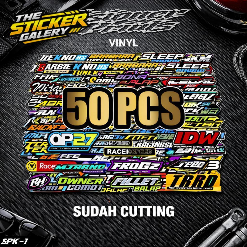 Isi 50 Lembar Sticker Racing Hologram Sticker Pack Sticker Sponsor Racing Sticker Motor Sticker Keci