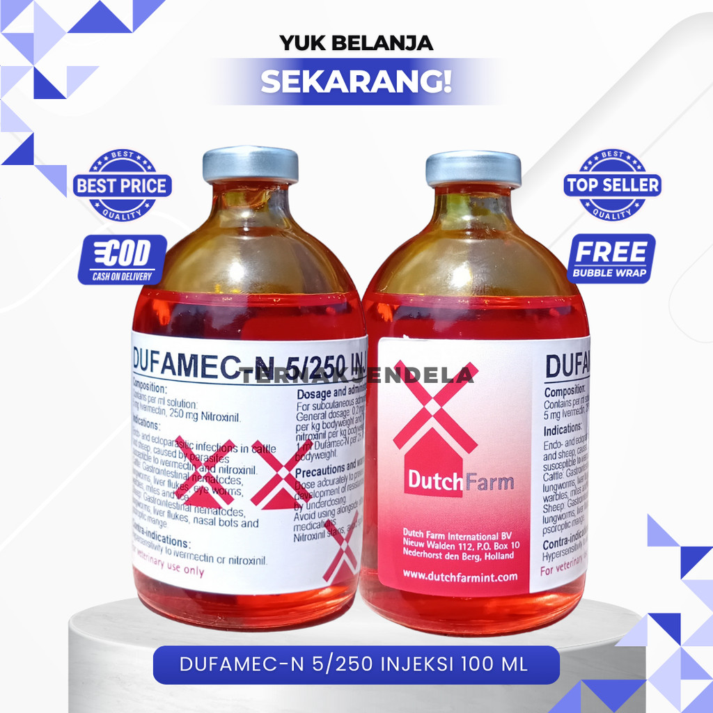 DUFAMEC-N 5/250 INJEKSI 100 ML - Obat Cacing Hati Sapi Kerbau Kambing Domba