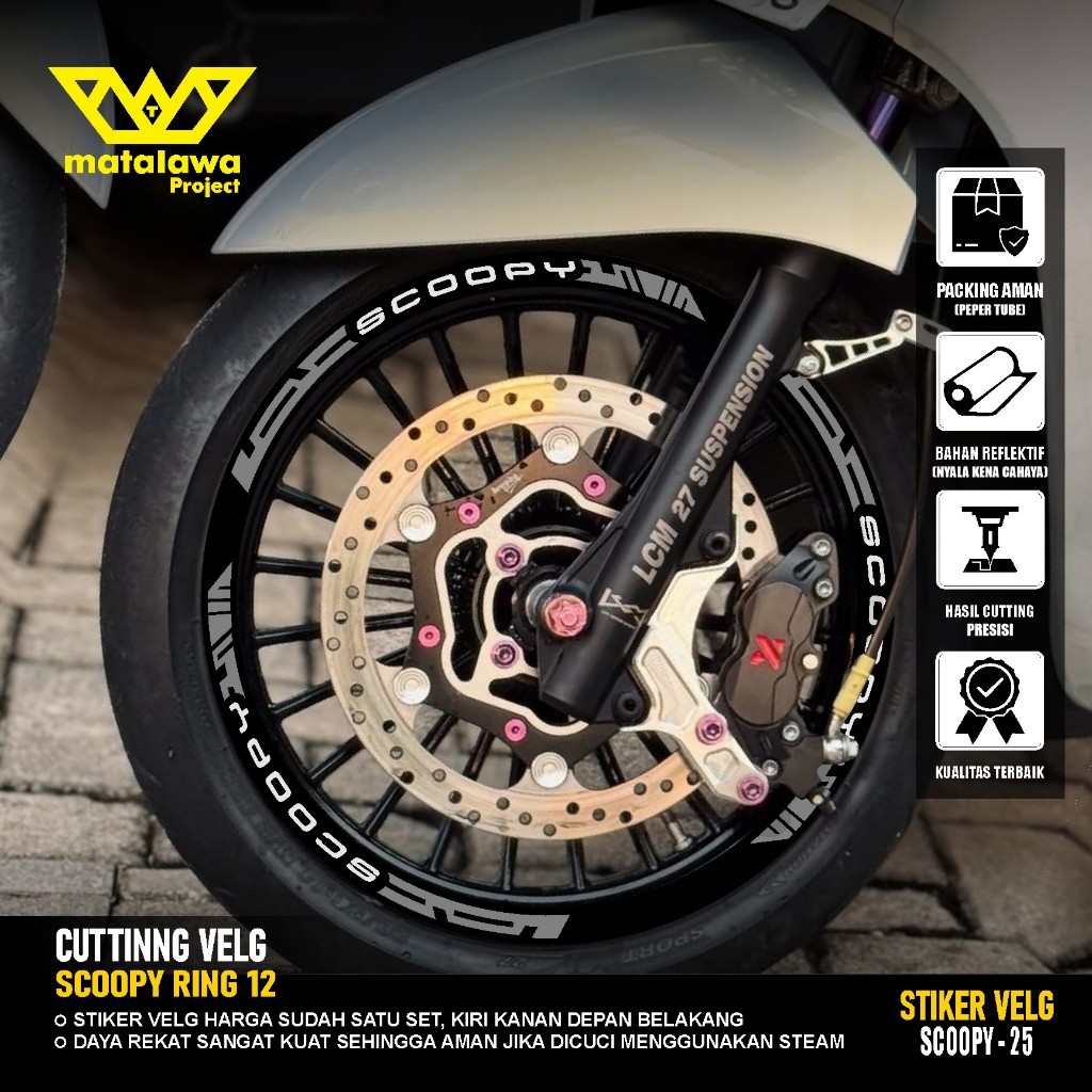 Stiker Cutting Velg Motor honda Scoopy prestis R12 2020 23 Sticker lis variasi velk prestige 25 COD