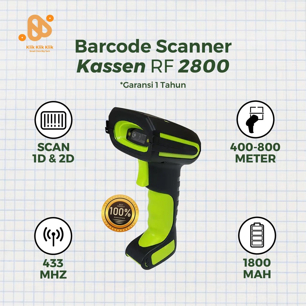 Scanner Kassen RF2800 Wireless 2D Autoscan Qris Barcode 1D QRcode Minimarket Kasir RF 2800 RF-2800