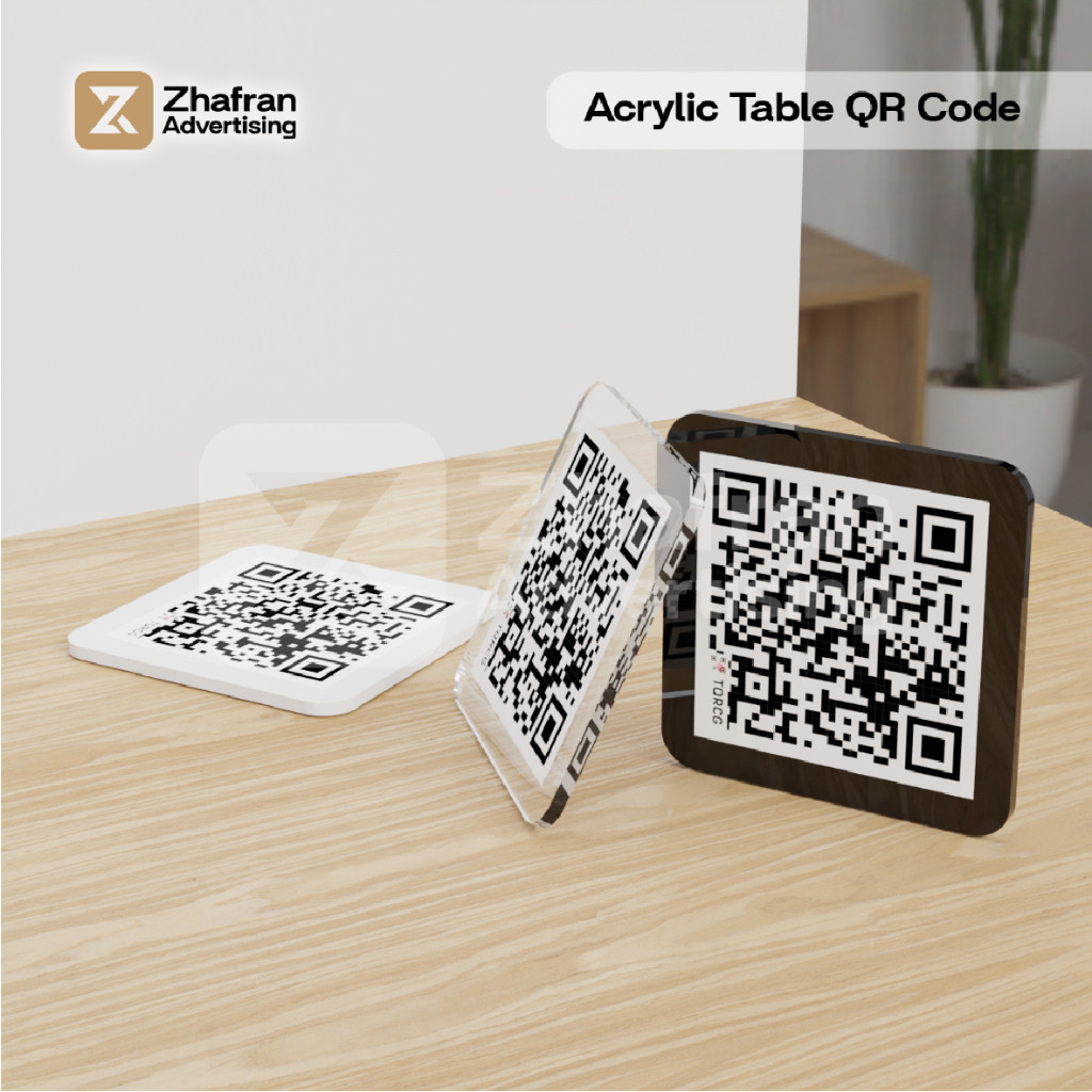 QR Code Akrilik Dekorasi Meja Kafe, Restoran / Acrylic Table QR Code / Akrilik Barcode Menu