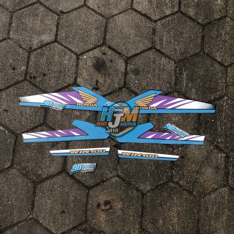Striping Stiker List Body Win100 | Variasi Custom Body Set Tangki Honda Win 100 | Warna Biru Ungu Ta