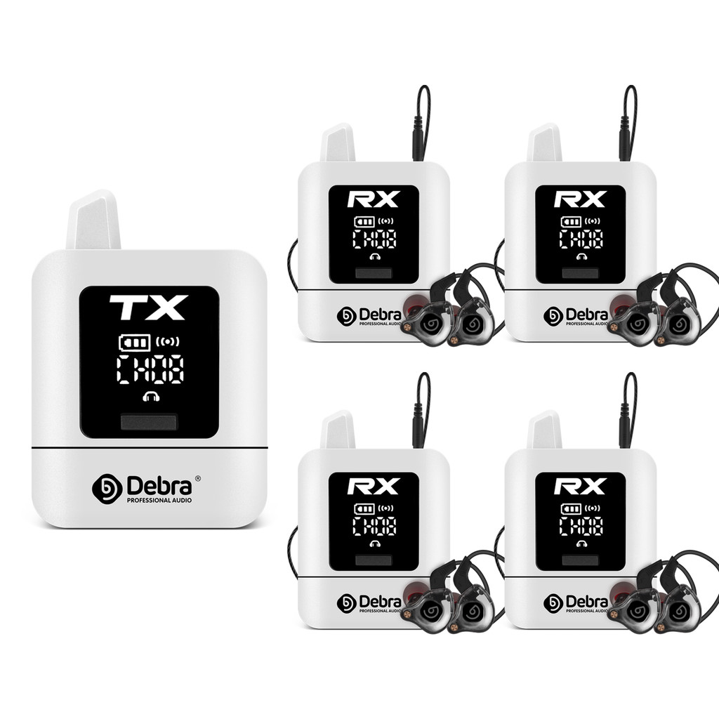 Debra Stereo Protable UHF IEM Wireless In-Ear Monitor System Audio-Mini Rechargeable for Music Audio