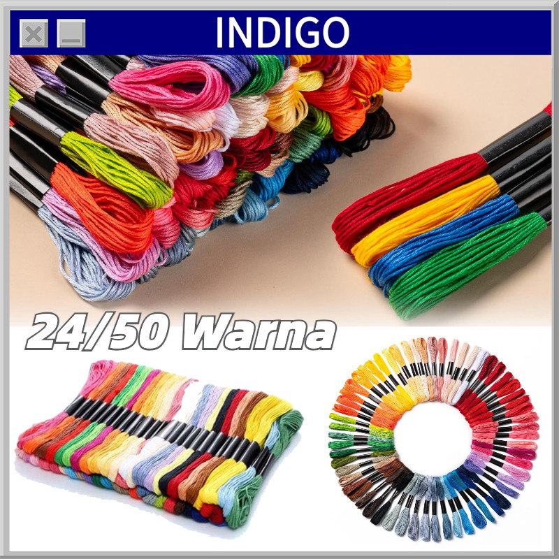 Paket Sulam Benang 24/50 Warna Benang Sulam Warni Benang Embroidery Floss Embroidery Thread Paket