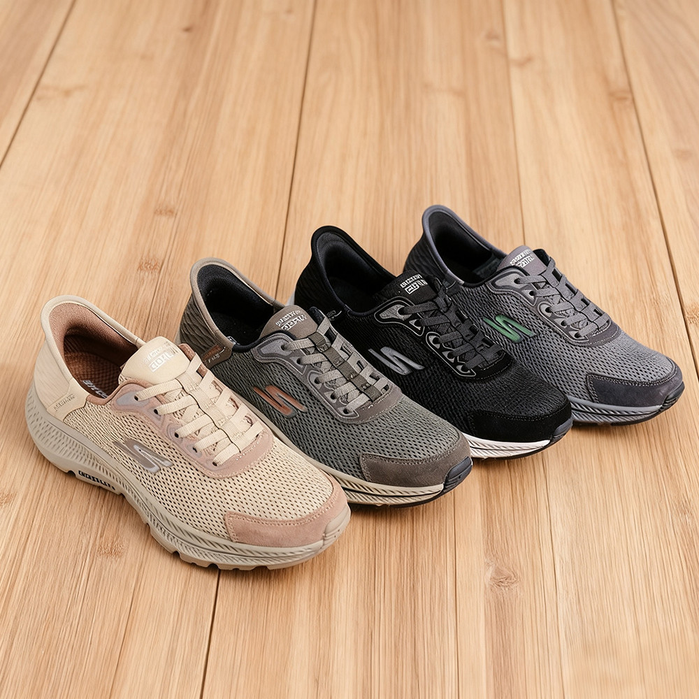 Sepatu Skecheris kasual casual pria hitam / slip on cowok rajut pria shoes  on cowok