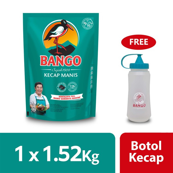 Bango Kecap Manis Pouch 1.5Kg Free Botol Kecap Bulat