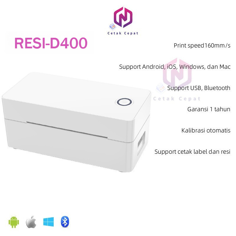 Printer Barcode Thermal D400-white BLUETOOTH 110MM Termurah