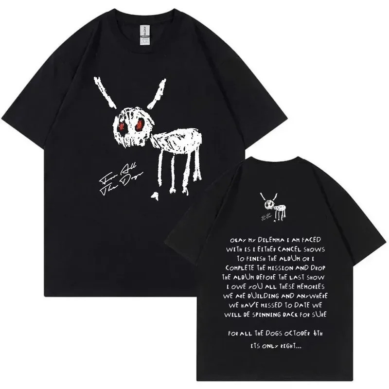 Harajuku Hip Hop Musik Hip Hop Kaos Cetak Album Rapper Drake untuk Semua Anjing Kaos Wanita Hip Hop 