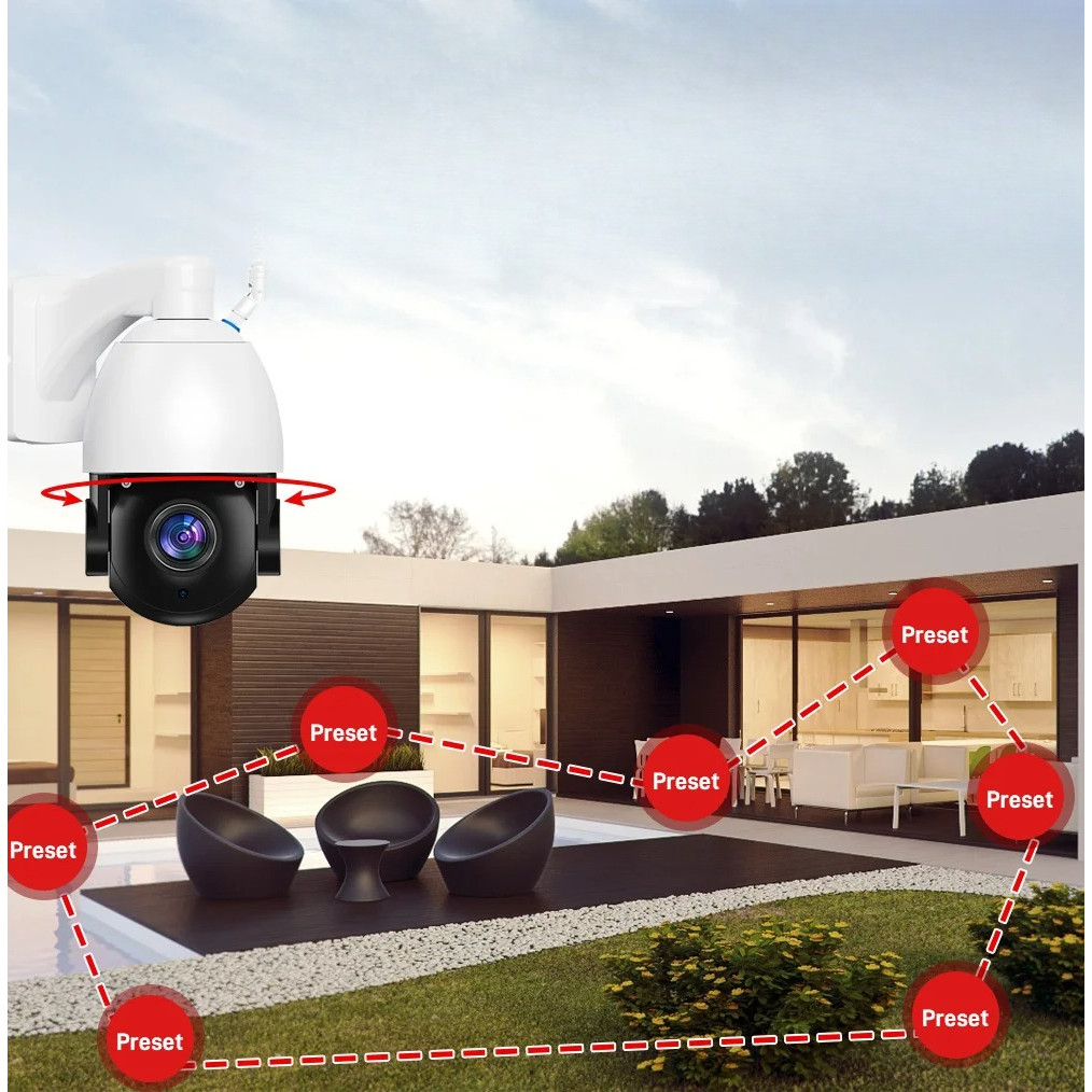 Wistino 8MP Farm Wireless Outdoor Camera Tracking PIR Infrared Detection Full Color Night Vision Ptz