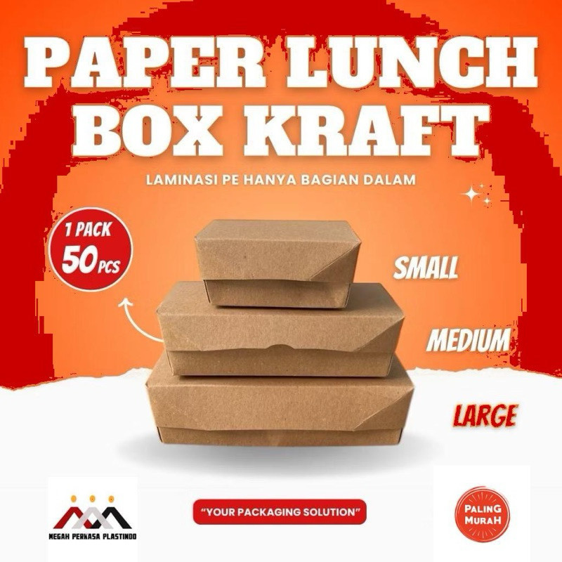 Paper Lunch Box Kraft S M L Merk Okey - Paper Lunch Box Murah - Paper Lunch Box Premium