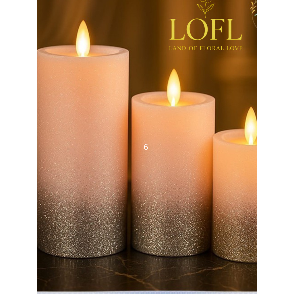Lilin LED Glitter Romantis Pink Dan Gold Lilin Elektrik lilin dekorasi decor lilin hias mewah elektr