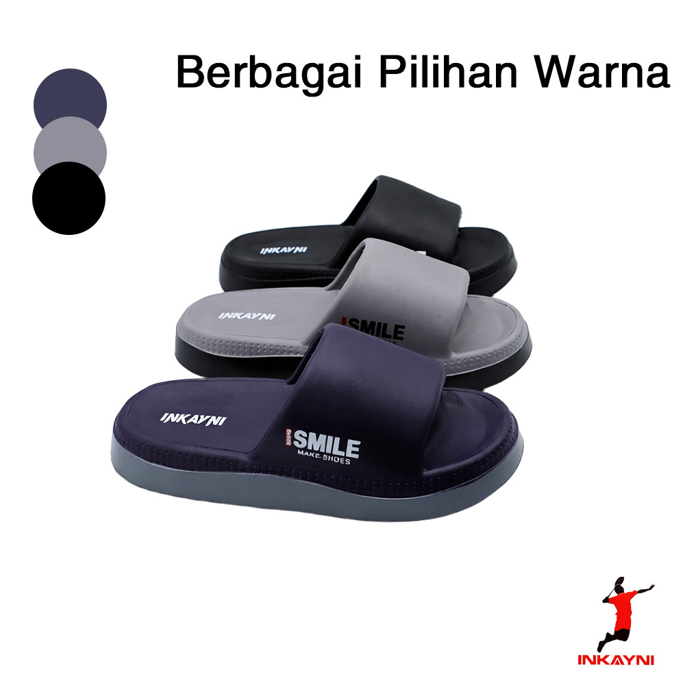 INKAYNI Sendal pria rumah Selop Wedges Pria Dewasa anti air dan Lentur Karet EVA Size40-45 sandal se