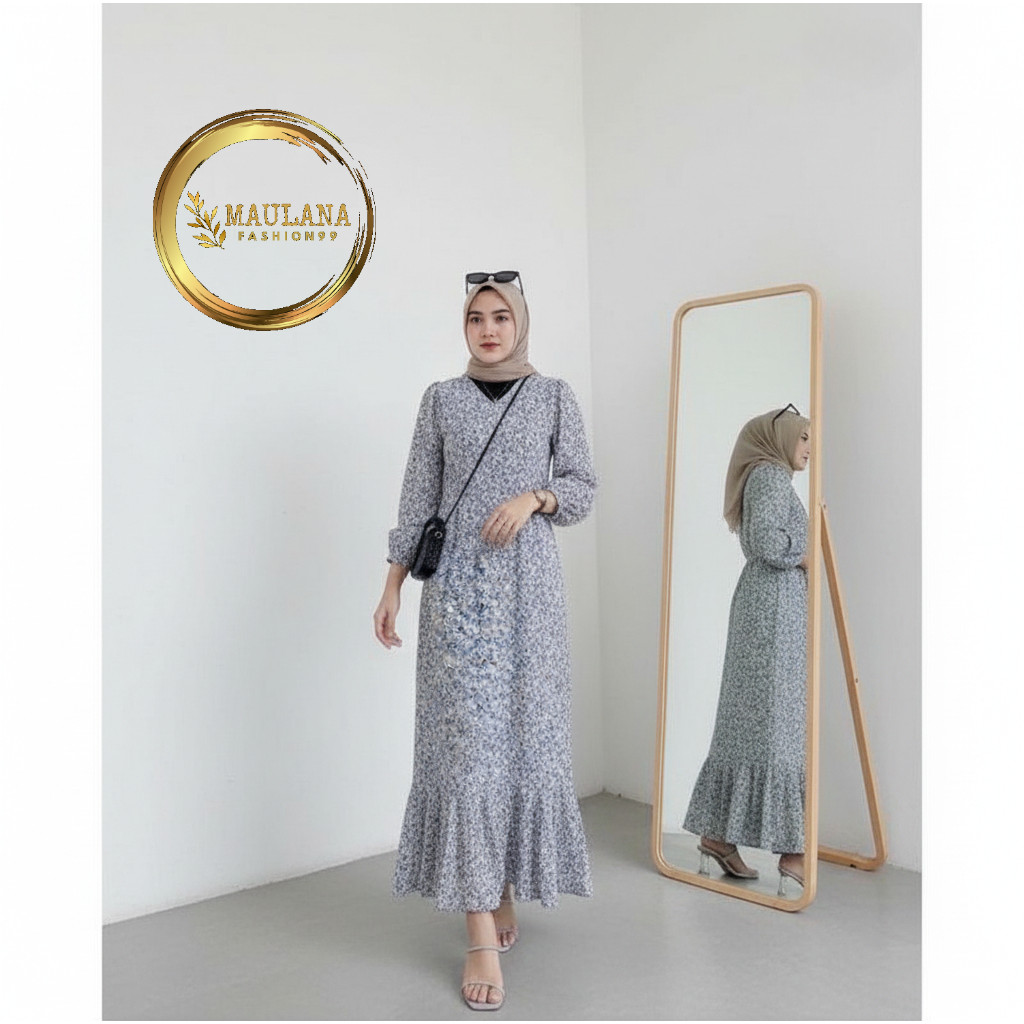 MF- Aimel Fishtail Dress Maxi XL Bunga-Bunga Korea/ dress wanita / fashion wanita